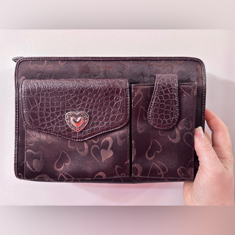 Dark Chocolate Heart Print Large Clutch